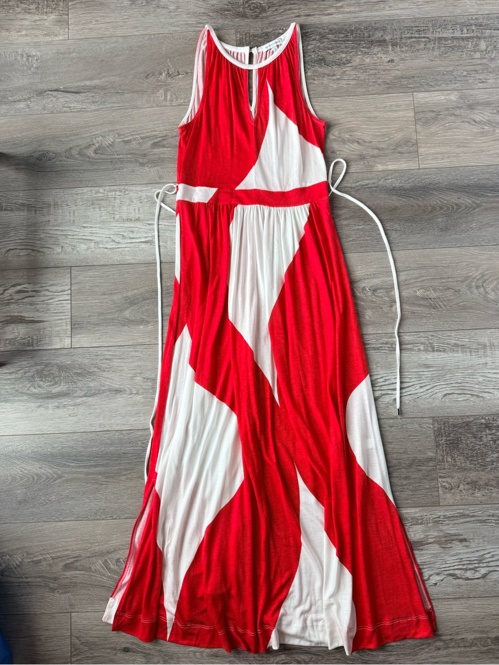 Banana Republic Red White Colorblock Side Slit Maxi Dress Size Small